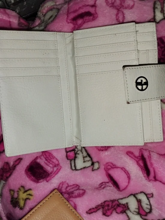 Cream Leather Women's Wallet with Silver Logo Accent - Picture 3 of 5
